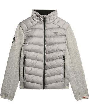 Superdry Storm wattierte Strick-Hybridjacke Grau Meliert M - Weiß