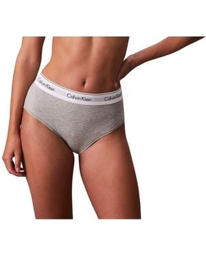 Calvin Klein 's High Waist Bikini Briefs With Logo Waistband - Brown