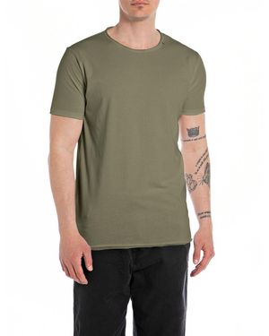 Replay T-shirt da uomo a maniche corte con girocollo - Verde