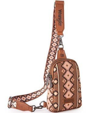 Wrangler Crossbody Sling Bags For Cross Body Fanny Pack Purse With Detachable Strap - Brown