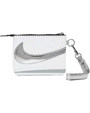Nike Cortez Wristlet Wallet Clutch Bag With Strap Smoke Grey – Metallic - White