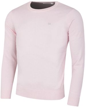 Calvin Klein Uomo Supima Cotone Solido Monogramma Logo Maglione - Rosa