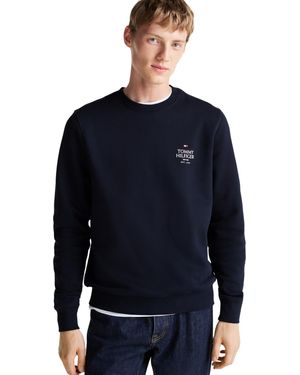 Tommy Hilfiger Sudadera Hombre Stack con Cuello Redondo - Azul