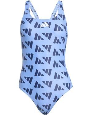 adidas Logo Graphic V-Back Swimsuit Costume Intero - Blu
