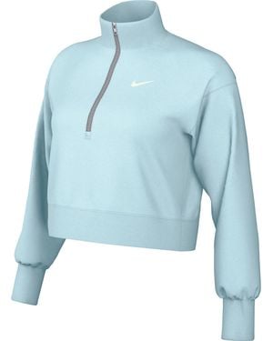 Nike W Nsw Phnx Flc Qz Crop Top Voor - Blauw