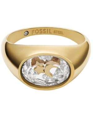 Fossil Sadie Gold-tone Stainless Steel Ring - Metallic