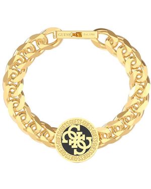 Guess S Gold Plated Curb 21mm Black Gold 4g Detail Bracelet - Metallic