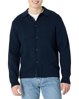 Amazon Essentials Weite Strickjacke mit Kragen - Blau