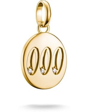 Thomas Sabo Charm Club Connect Charm-Anhänger Engelzahl 000 mit Steinen 18k Vergoldung Recyceltes 925 Silber CC1257-414-14 - Mettallic