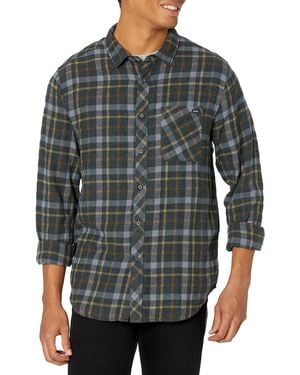 Billabong Mens Classic Long Sleeve Flannel Button Down Shirt - Grey