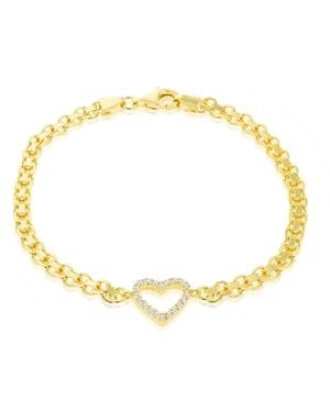 Amazon Essentials Sterling Silver Cubic Zirconia Heart Bracelet - Metallic