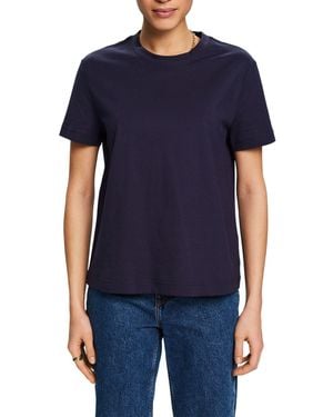 Esprit T-Shirt aus Pima-Baumwolle mit Rundhalsausschnitt - Blau