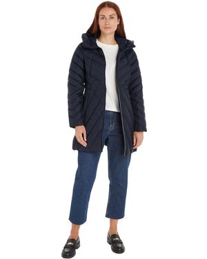 Tommy Hilfiger Chevron Mw Gewatteerde Jas Puffer Voor - Zwart