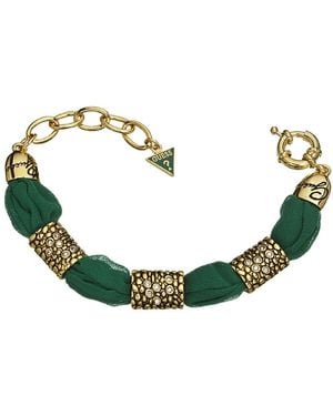 Guess Armband Glamazon Stoff Edelstahl vergoldet 21 cm UBB81328 - Grün