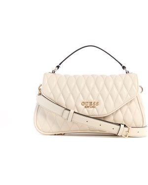 Guess Shoulder Bag Fence Top Handle Flap Bag Bone Cream - Natural