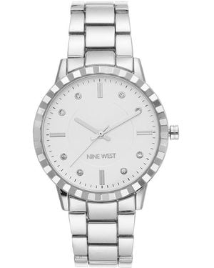 Nine West Nw/2283svsv Crystal Accented Silver-tone Bracelet Watch - Metallic