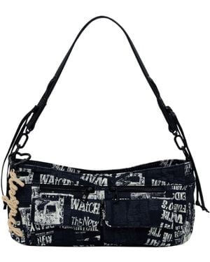 Desigual Schoudertas Donosti Newspaper Hand Bag Black Zwart - Blauw