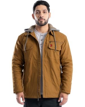Wrangler Quilted Lined Jacket With Sherpa Hood - Brown
