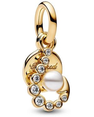 PANDORA Moments 763891c01 Sterling Silver 14ct Gold Plated Cubic Zirconia Simulated Pearl Pendant With Me And Moments Compatible With Me - Metallic