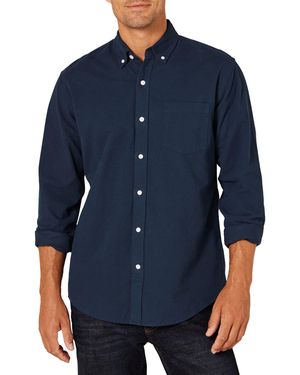 Amazon Essentials Long-Sleeve Solid Poplin Shirt Camicia - Blu
