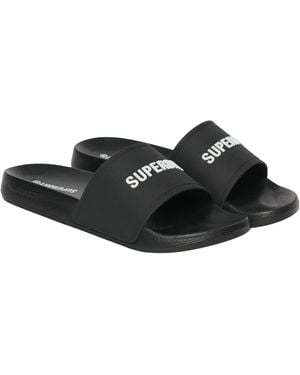 Superdry Logo Pool Slide Sandal - Black