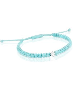 Tous Bracciale in nylon con motivo a stella di fiore in argento prima legge - Blu