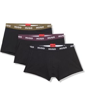 HUGO 3 Pack Bold Logo Cotton Stretch Trunks - Black