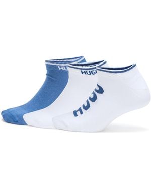 HUGO 3-pack Logo Combed Cotton Ankle Socks - Blue