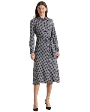 GANT Slim Geometric Printed Shirt Dress Kleid - Grau