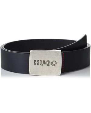 HUGO Ledergürtel mit auffälligem Logo - Schwarz