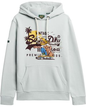 Superdry LA Hoodie mit Grafik Meersalzblau XXXL - Weiß