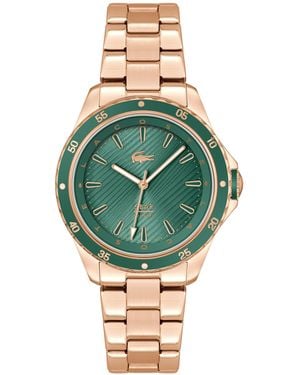 Lacoste Analogue Quartz Watch For Women Santorini Collection With Carnation Gold Coloured Stainless Steel Bracelet - 2001372 - Green