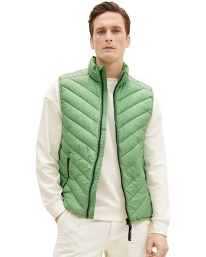 Tom Tailor Lightweight Stepptweste mit Stehkragen aus recyceltem Polyester - Grün