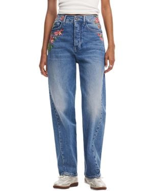 Desigual Carina Embroidered Straight Leg Jeans - Blue