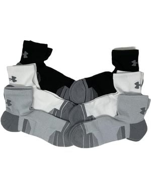 Under Armour Men's Ua Performance Tech Cushioned Quarter Socks - 6 Pack, Black/white/grey, Large