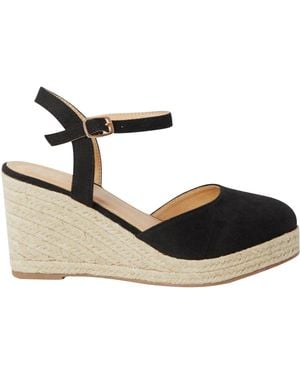 Dorothy Perkins Wide Fit Rumor Faux Suede Closed Toe Espadrille Wedge Sandals - Metallic