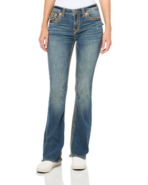 TRUE RELIGION Becca Mid Rise Bootcut Flap Super Qt Stitching Jeans - Blue