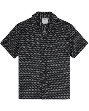 Springfield Camisa ga Corta Estampada Viscosa - Negro