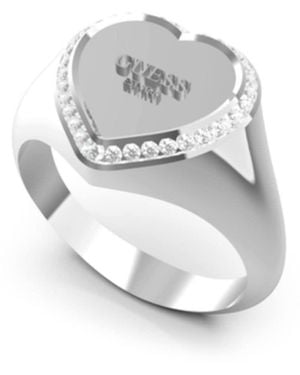 Guess Bague Coeur Fine Heart Argent JUBR01430JWRH52/JUBR01430JWRH54/JUBR01430JWRH56 - Blanc