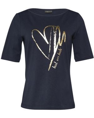 S.oliver T-Shirt aus Baumwollmix mit Metallic-Print Navy 34 - Blau