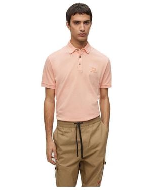 HUGO S Dereso C Cotton-piqué Slim-fit Polo Shirt With Logo Badge Red - Natural