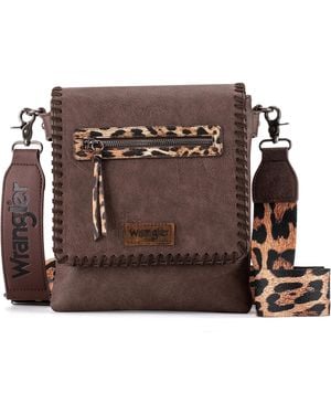 Wrangler Crossbody Bags For Western Woven Satchel Purse With Guitar Strap - Brown
