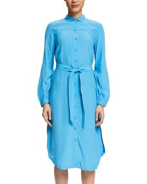 Esprit Hemdblusenkleid mit Gürtel - Blau