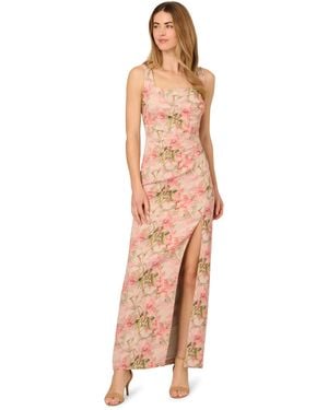 Adrianna Papell Metallic Matelasse Gown - White