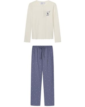 Women'secret Lange Pyjama Voor - Wit