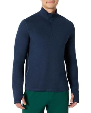 Amazon Essentials Supersofter Funktions-Strickpullover mit Viertelreißverschluss - Blau