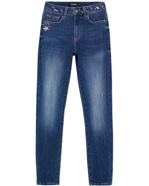 Desigual Embroidered Slim Jeans Blue