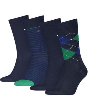 Tommy Hilfiger TH MEN SOCK 4P CHECK STRIPE DOT ECOM - Blau