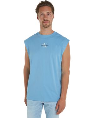 Calvin Klein T-Shirt Monologo Sleeveless Ärmellos - Blau
