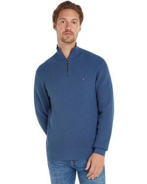 Tommy Hilfiger Zip Sweatshirt Without Hood - Blue